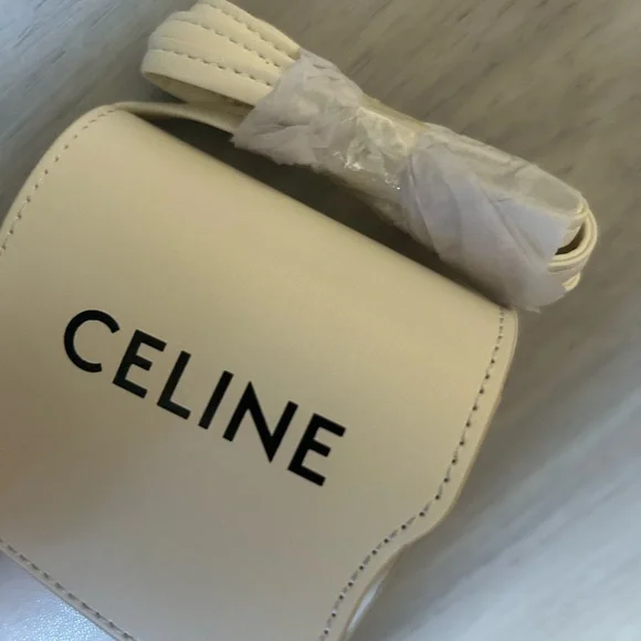 Celine Calfskin White Phone and Sunglasses Holder Pouch Case with Strap - Picture 4 of 6